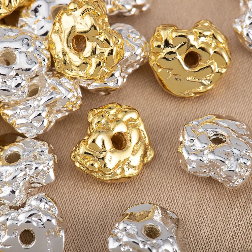 5 Pieces/Lotto 8x8.5mm Beads Irregular Shape Dispers 18K Gold Plated for Creation DIY Jewelry, Necklaces, Bracelets and Craft Accessories