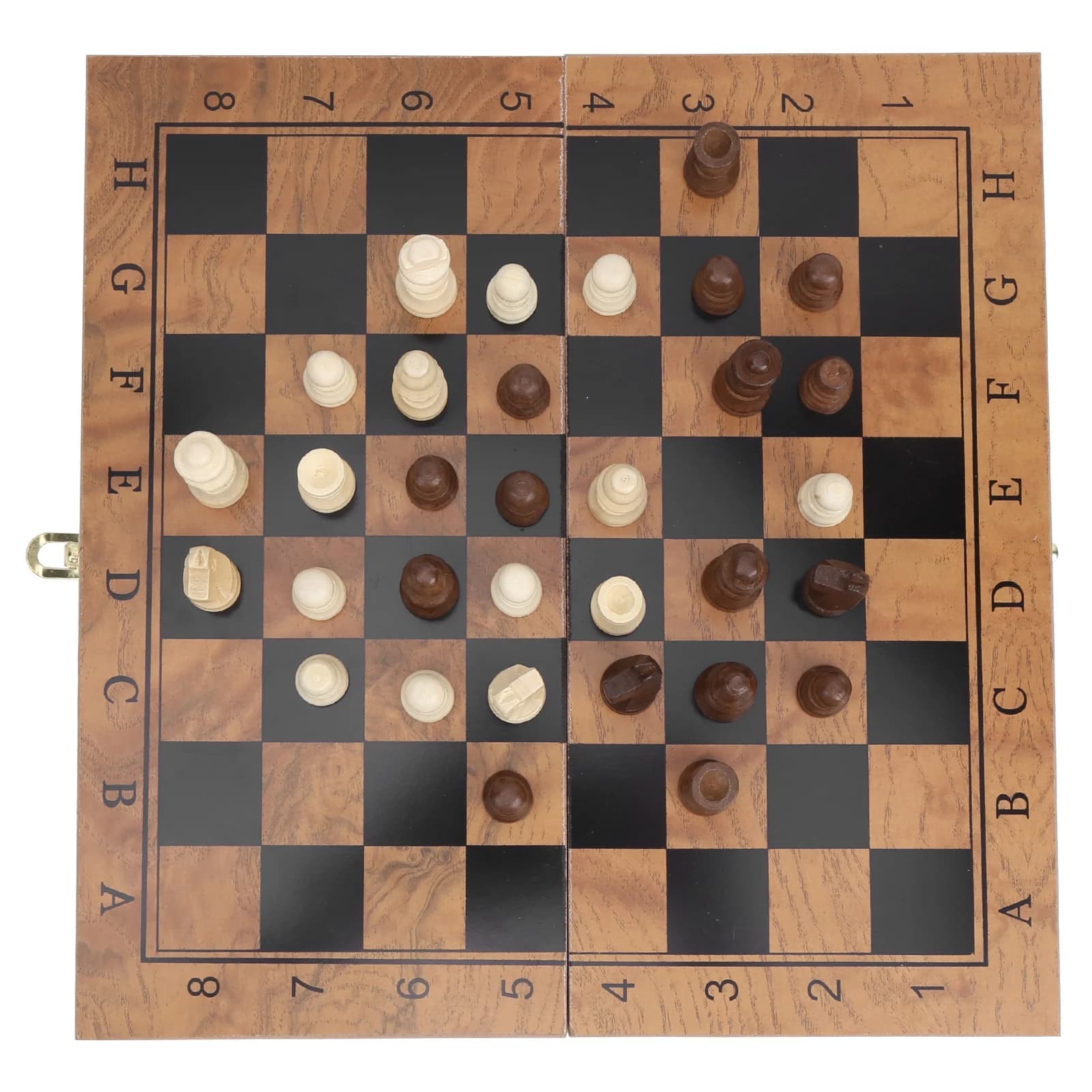 Scacchiera Pieghevole 3 in 1 Multifunzionale in Legno, Set Portatile per Scacchi e Dama