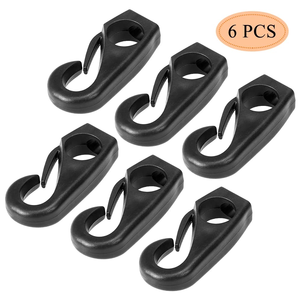 6PCS Nylon Fibbia Shock Cord Clip Gancio Kayak Canoa Bungee Corda Linea Barca a remi Tie Cord Gancio Stendibiancheria Cavo elastico Clip di bloccaggio