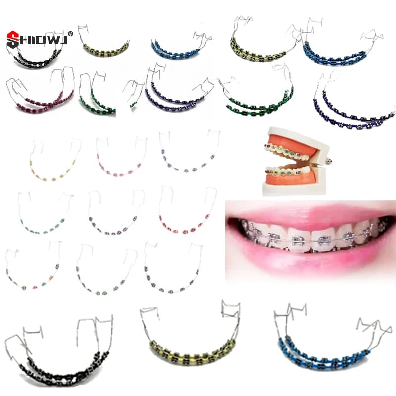 Bretelle finte Staffe colorate per denti Staffa temporanea per fili metallici Fascette per legature ortodontiche Dentale