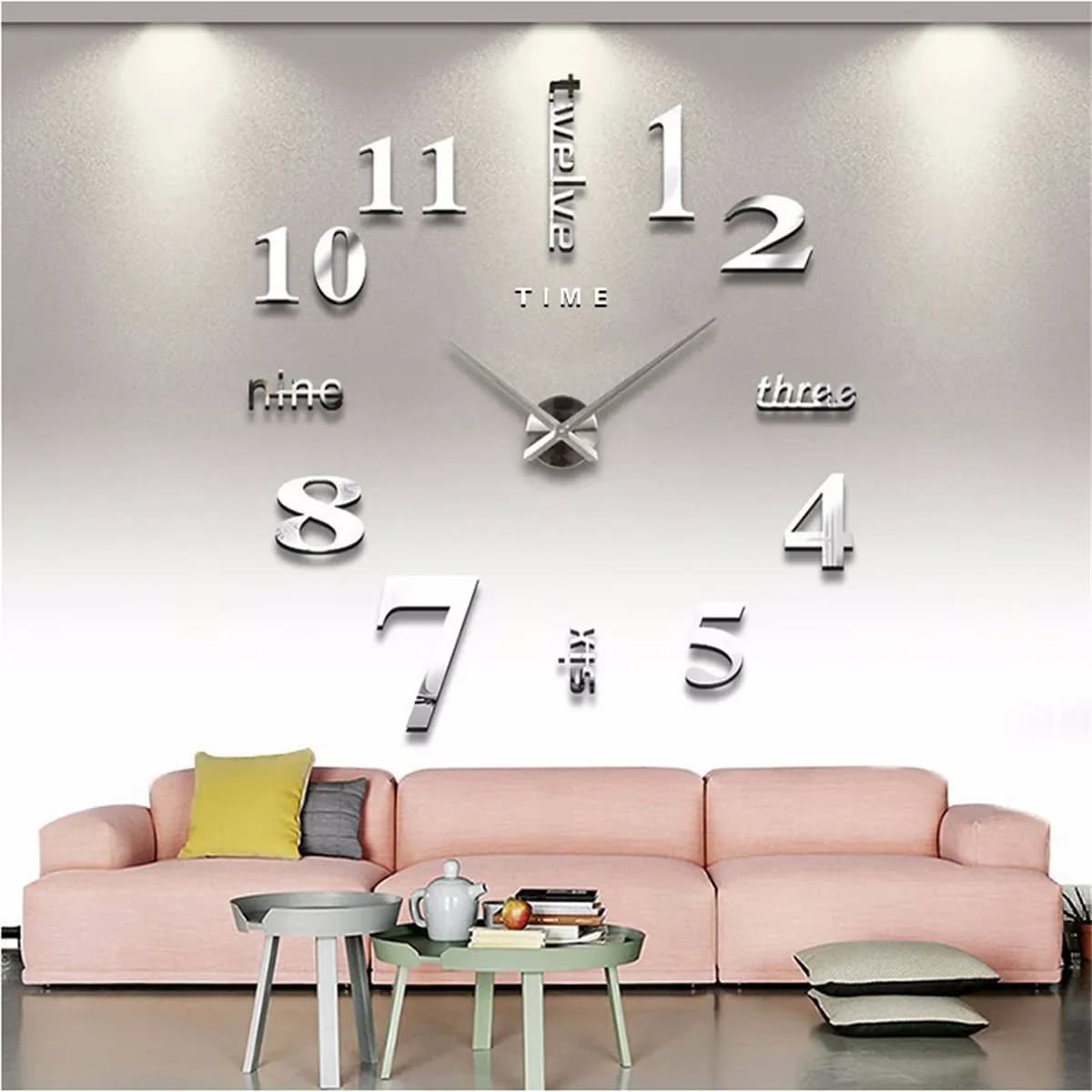 Orologio da parete 3D Adesivi murali a specchio Orologi da parete creativi fai da te Adesivo decalcomania artistica rimovibile Decorazioni per la casa Soggiorno Ago al quarzo