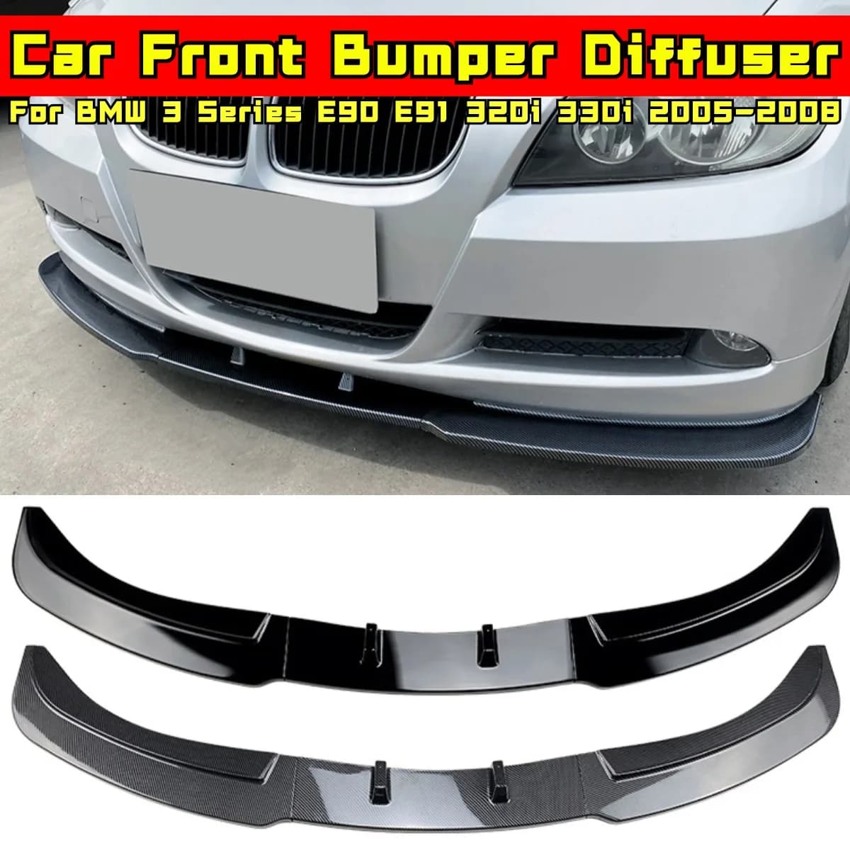 Front Bumper Splitter Diffuser Lip Bumper Protector for BMW 3 Series E90 E91 320i 330i 2005-2008 Car Accessories
