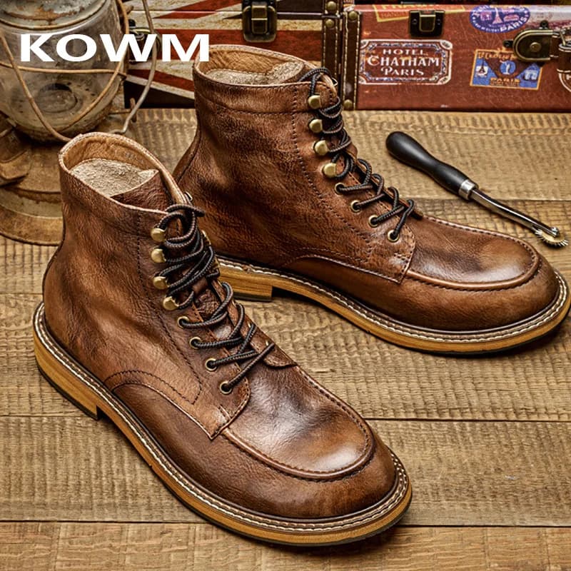 KOWM Outdoor uomo scarpe da Trekking scarpe tattiche impermeabili stivali da caccia in pelle Desert Camping Sneakers stivaletti scarpe da Trekking