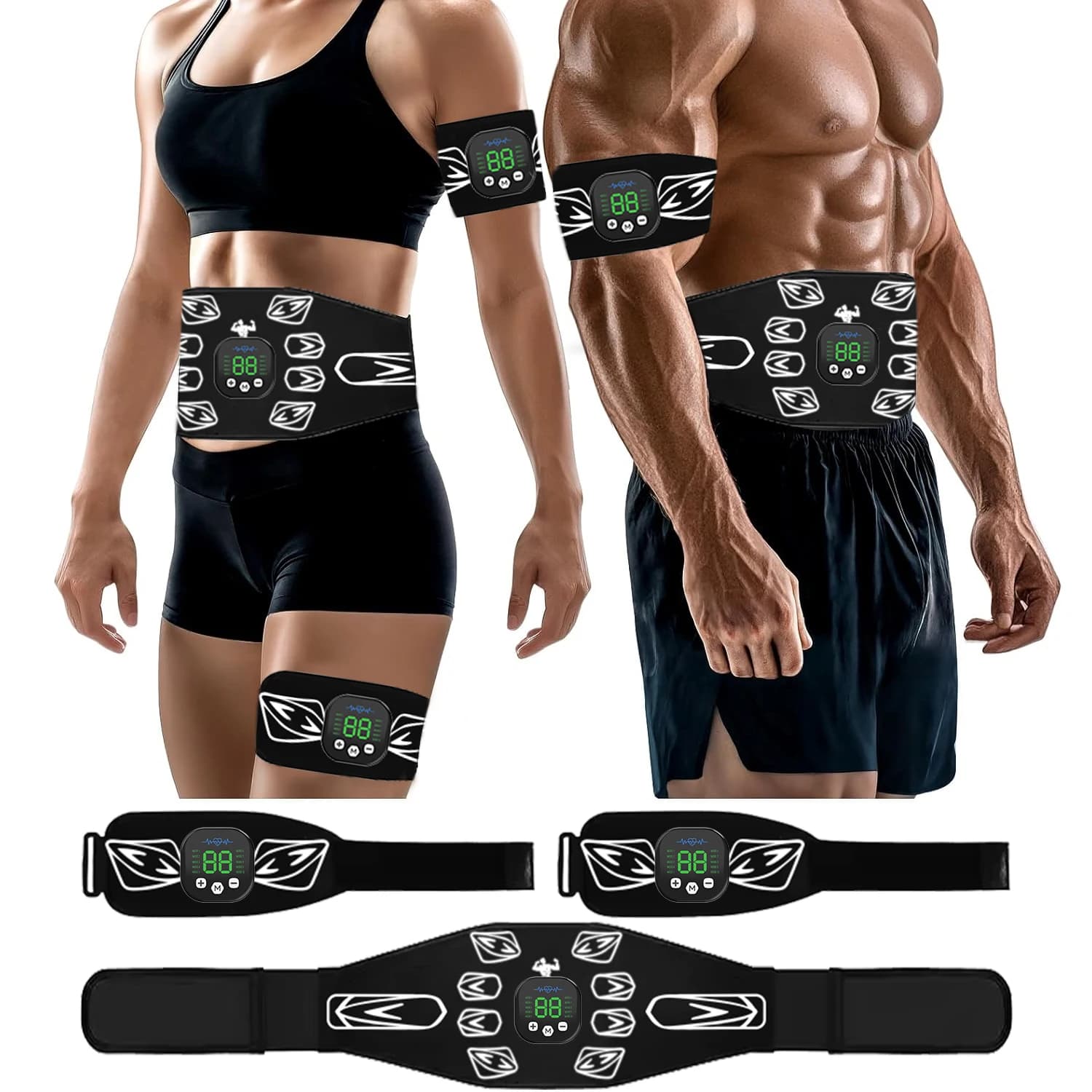 Stimolatore Muscolare EMS, Allenatore Addominale, Tonificatore per Braccia, Pancia e Gambe, Massaggiatore Corpo, Esercizio Fisico, Perdita di Peso, Brucia Grassi, Palestra Domestica