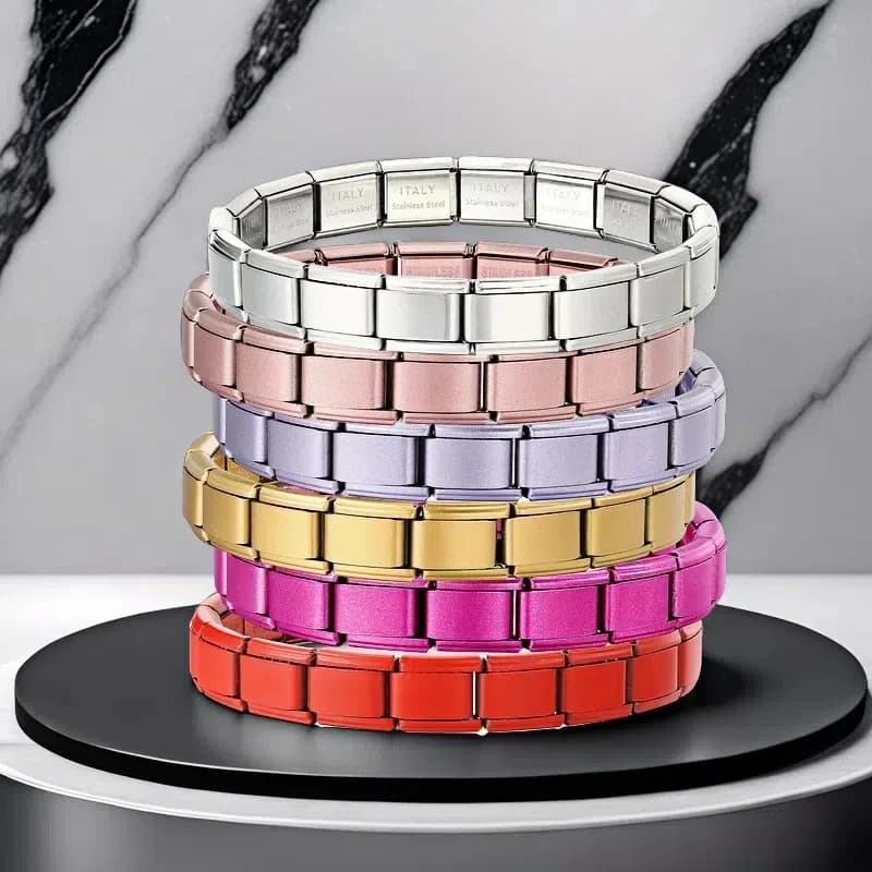 Braccialetti con ciondoli italiani per donna uomo Festa quotidiana Regalo di festa Bracciale in acciaio inossidabile a portata di mano Gioielli colorati fai-da-te