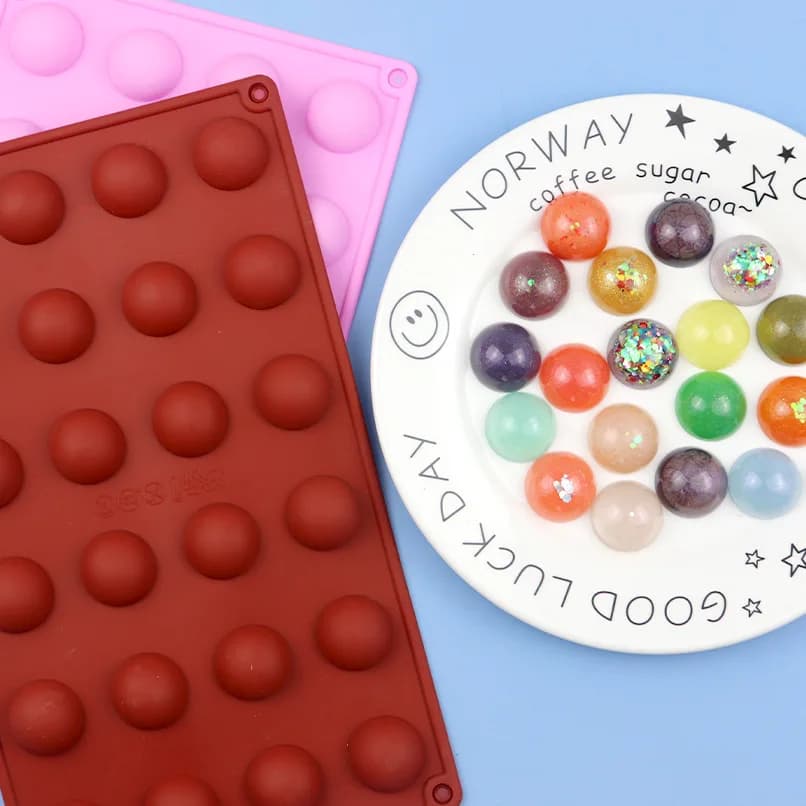 Vassoio per ghiaccio con stampo per cioccolato in silicone semicircolare piccolo da 24 once all'ingrosso per alimenti per bambini fatti in casa e sigillatura di cera Stampo versatile 154