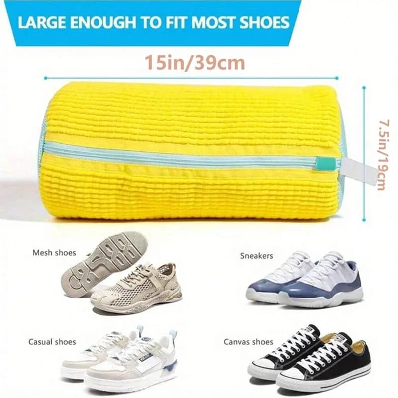 1/4PCS Shoe Washing Machine Bag with Liquid Shoe Brush Set Durable Laundry Shoe Bag and Soft Bristle Clean Brush for All Shoes