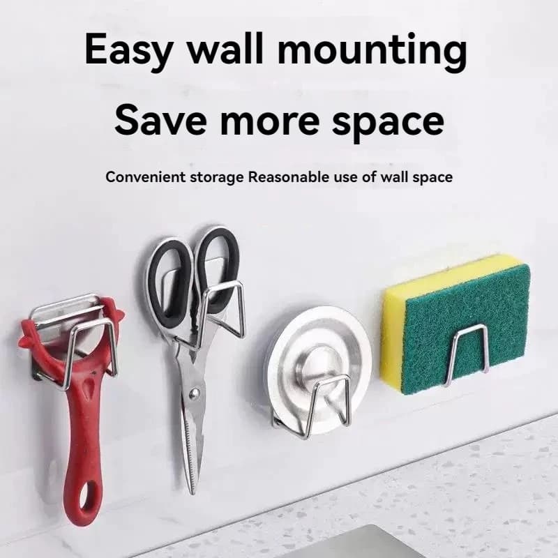 Kitchen Sink Drain Rack Wash Basin Dishcloth Steel Ball Rag Storage Rack Suction Cup Storage Rack Hook