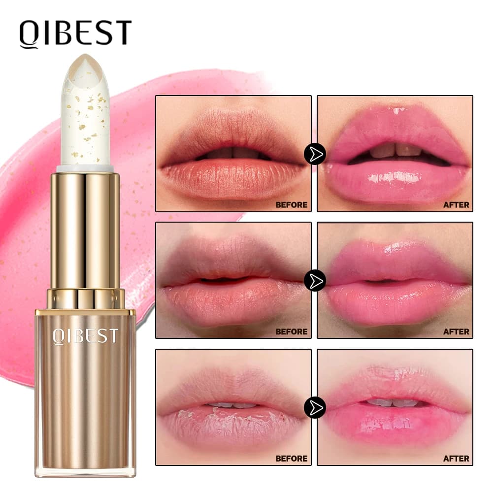 QIBEST Glitter Lip Blam Rossetto che cambia colore Transferproof Rossetto duraturo non appiccicoso Idratante Shine Lip Stain Cosmetici