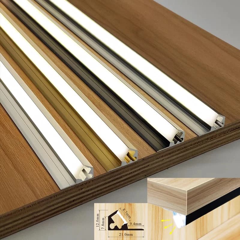 Hidden wardrobe lamp with 45 degree backlight Aluminum profile PC diffused channel Surface mounting Bright strip with super slim edge