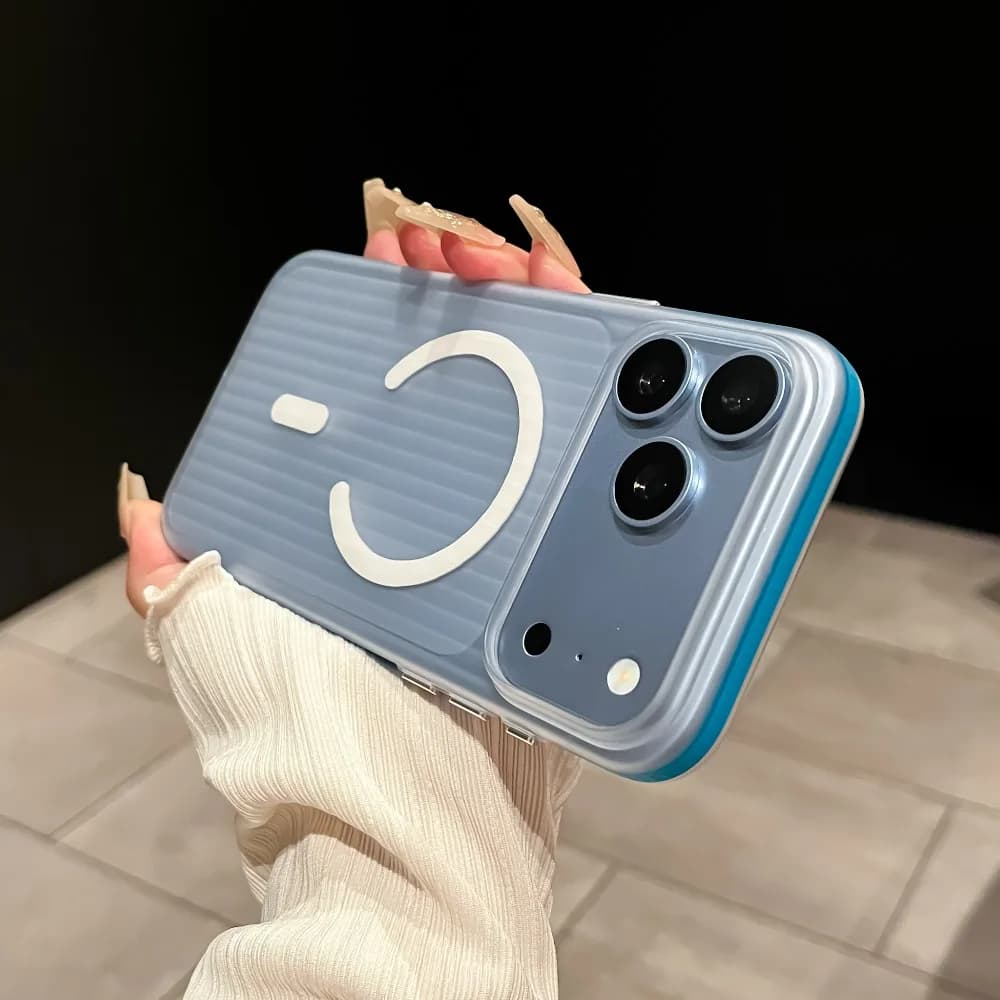 Ice Fog 3D Corrugated Skin-feel PC Anti-Slip Case For iPhone 18 17 16 15 14 13 Pro Max N52 Magnetic For MagSafe Charging Cover