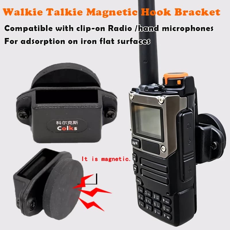 Supporto Magnetico Universale per Walkie Talkie, Gancio Resistente per Radio Portatile e Microfono, Base Magnetica Robusta