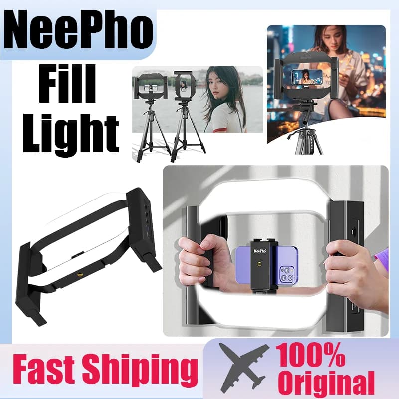 NeePho Palmare Led Video Anello Luce Luce di Riempimento Del Telefono Macchina Fotografica Gabbia Rig 2500-9000K Lampada A LED Per iPhone Android Video Stabilizzatore