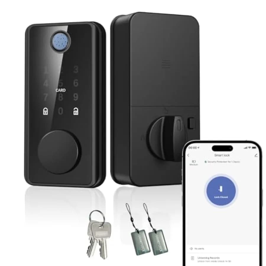 Serratura Intelligente con Impronta Digitale e Bluetooth, Serratura Senza Chiave per Porta d'Ingresso, Controllo Remoto via App, Serratura Elettronica 6-in-1