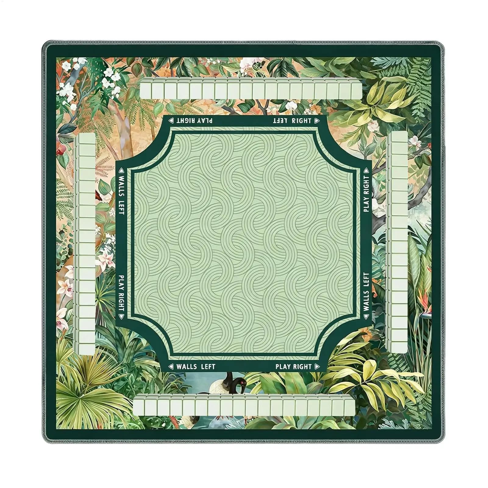 Mahjong Mat 31.5x31.5Inch Non-Slip Noise Reduction Tropical Plants Poker Card Mahjong Mat For Tile Games Home Dorm Apartment
