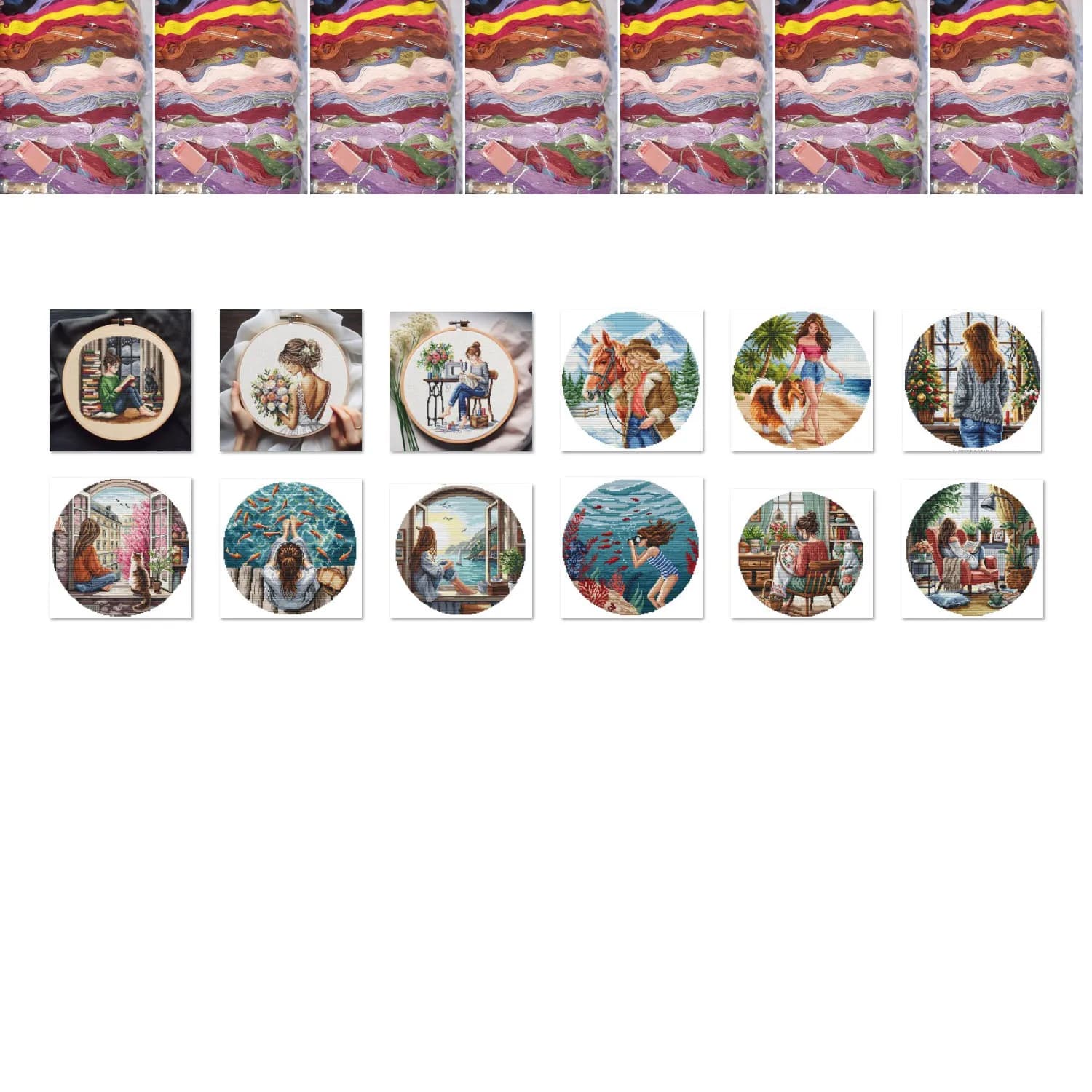 Cross Stitch Set DIY Kit Embroidery Needlework Craft Packages Cotton Fabric Floss Embroidery Girl Series - Horse 31-3