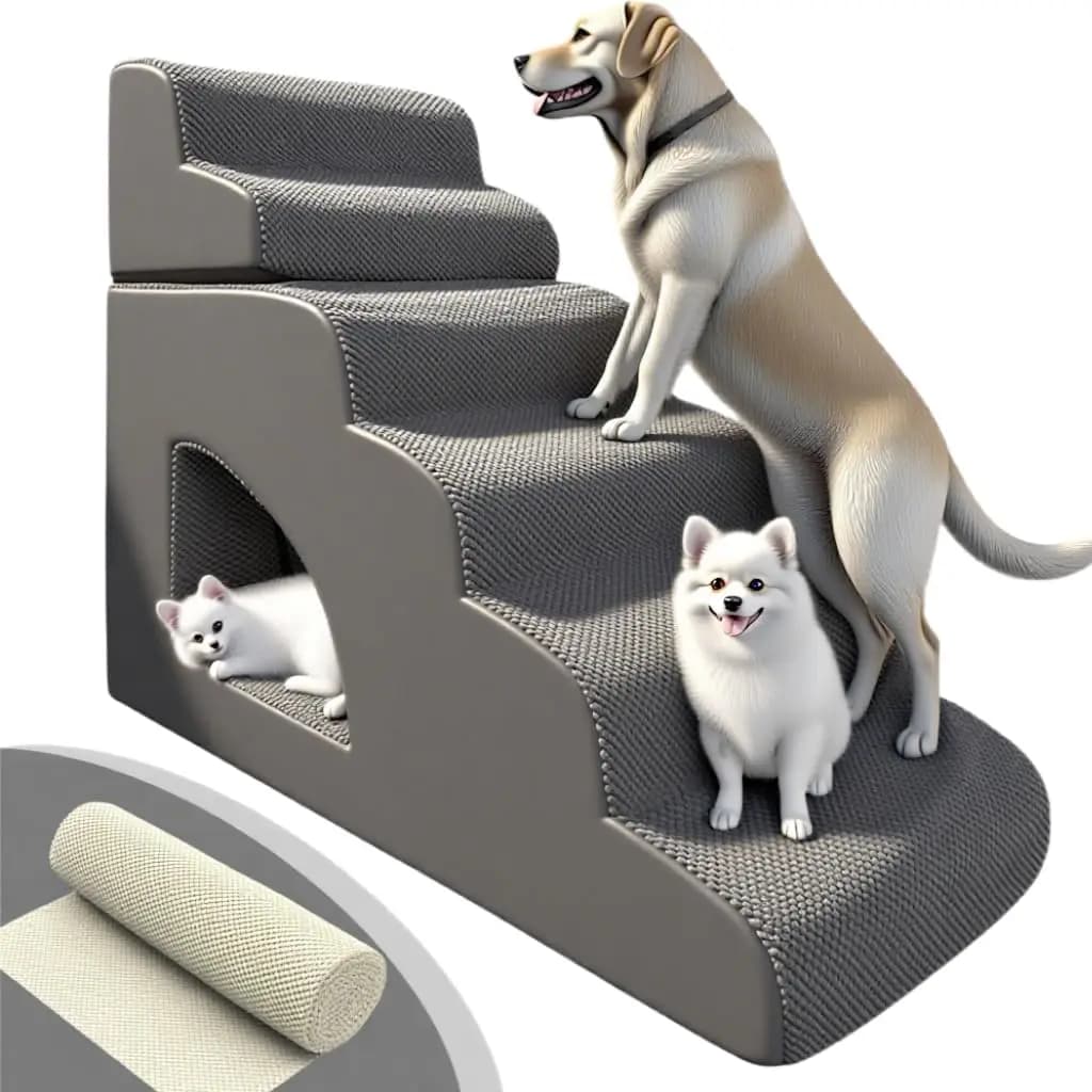 Scala per Animali Domestici a 6 Gradini per Letti e Divani Alti 18-36 Pollici, Scala Antiscivolo per Cani e Gatti di Piccola, Media, Grande e XL Taglia, Robusta 75 Pollici