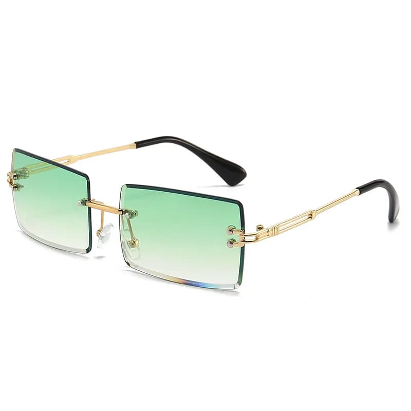 Nuovi Occhiali da Sole in Metallo Stile Vintage Quadrati Senza Montatura per Donna e Uomo, Design di Lusso, Protezione UV400