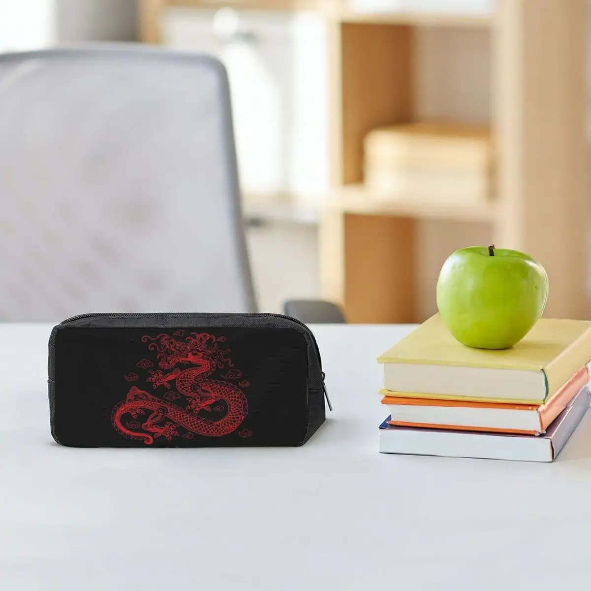 Red Chinese Dragon Pencil Cases for Students School Pen Box Pencil Bag Big Capacity Pencil Pouch Pen Holder