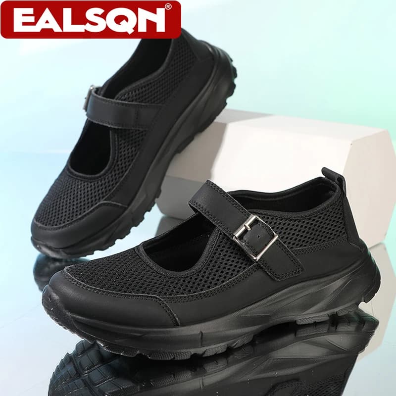 Women's Casual Shoes Breathable Mesh Round Toe Vulcanized Sneakers Non-Slip Lightweight Comfortable Walking Flats Summer Solid C