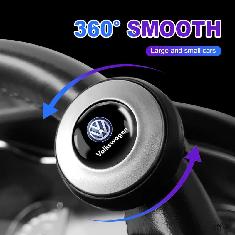 360 Degree Rotating Car Steering Wheel Booster Steering Wheel Knob Ball Emblem For VW Golf Amarok T5 Phaeton ID3 Tiguan T-Cros