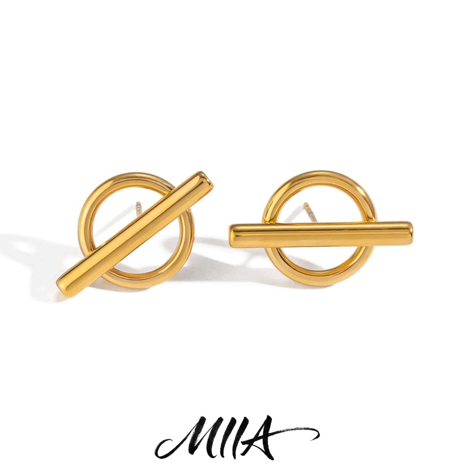 Miia 2026 New Asymmetric Women's Earrings Simple Design High-End Feelings 18K Gold Plated Stainless Steel Jewelry Accessories