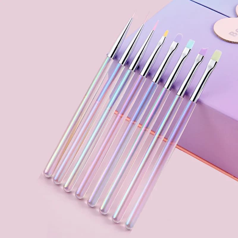 1/8PCS Nail Art Liner Drawing Painting Nail Brush Set Acrylic Powder Carving UV Gel Extension Manicure Pen Tools