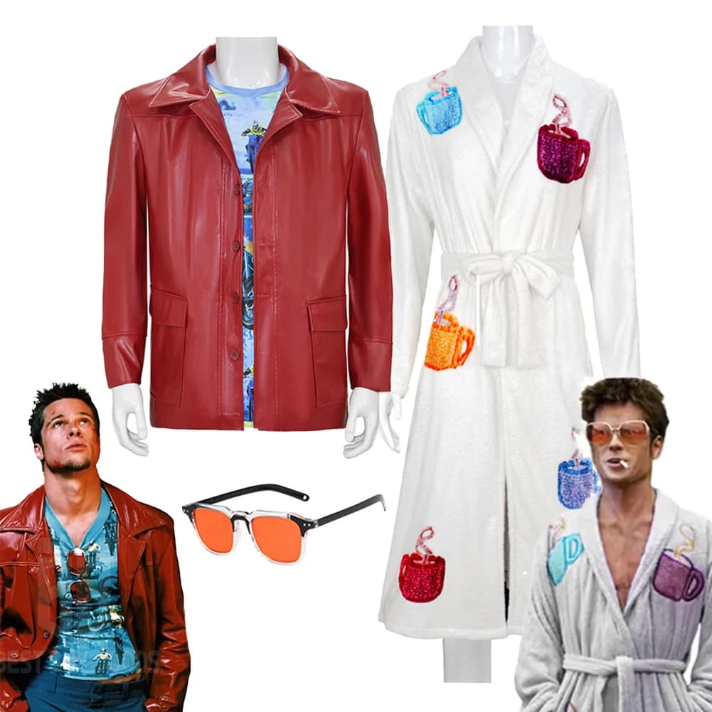Fight Club The Narrator Cosplay Fantasy Giacca Camicia Accappatoio Edward 1999 Costume da film Travestimento Halloween Uomini adulti Abiti