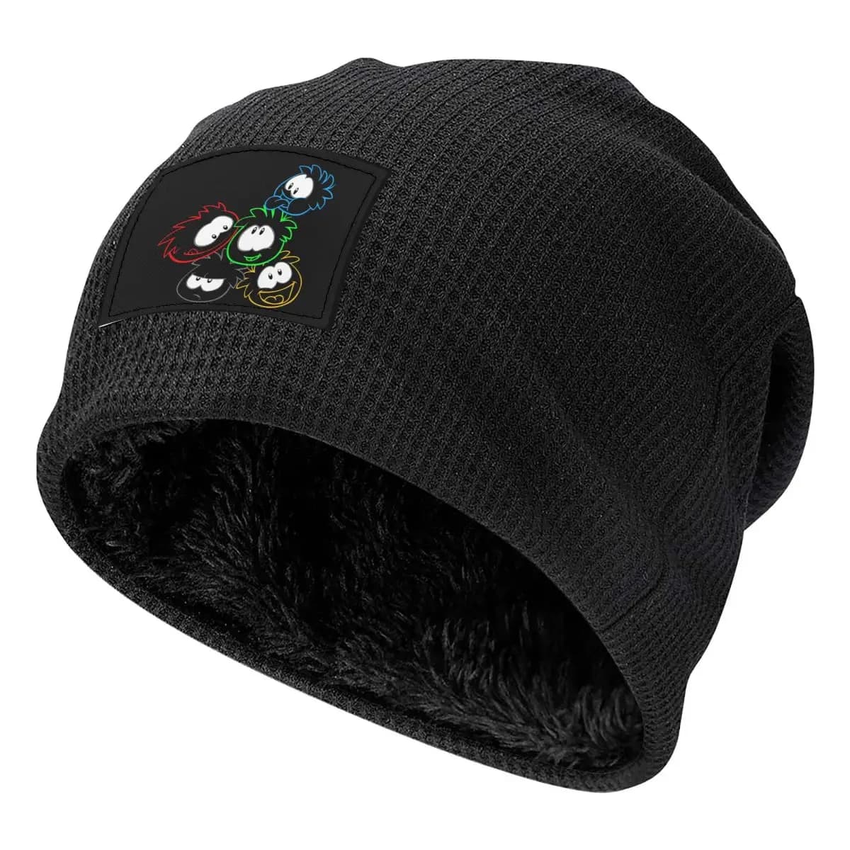 Club Penguin Puffle Group Unisex Adult Beanies Caps Fleece-Lined Bonnet Hat Warm Fashion Autumn Winter Outdoor Skullies Hats