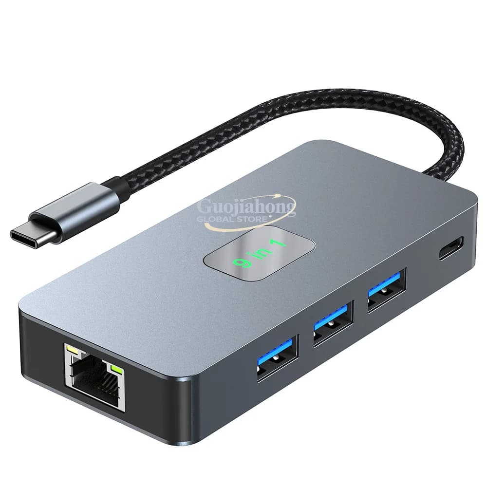 Hub USB transfrontaliero 4K60Hz Gigabit, convertitore per notebook, docking station 9-in-1 ad alta definizione