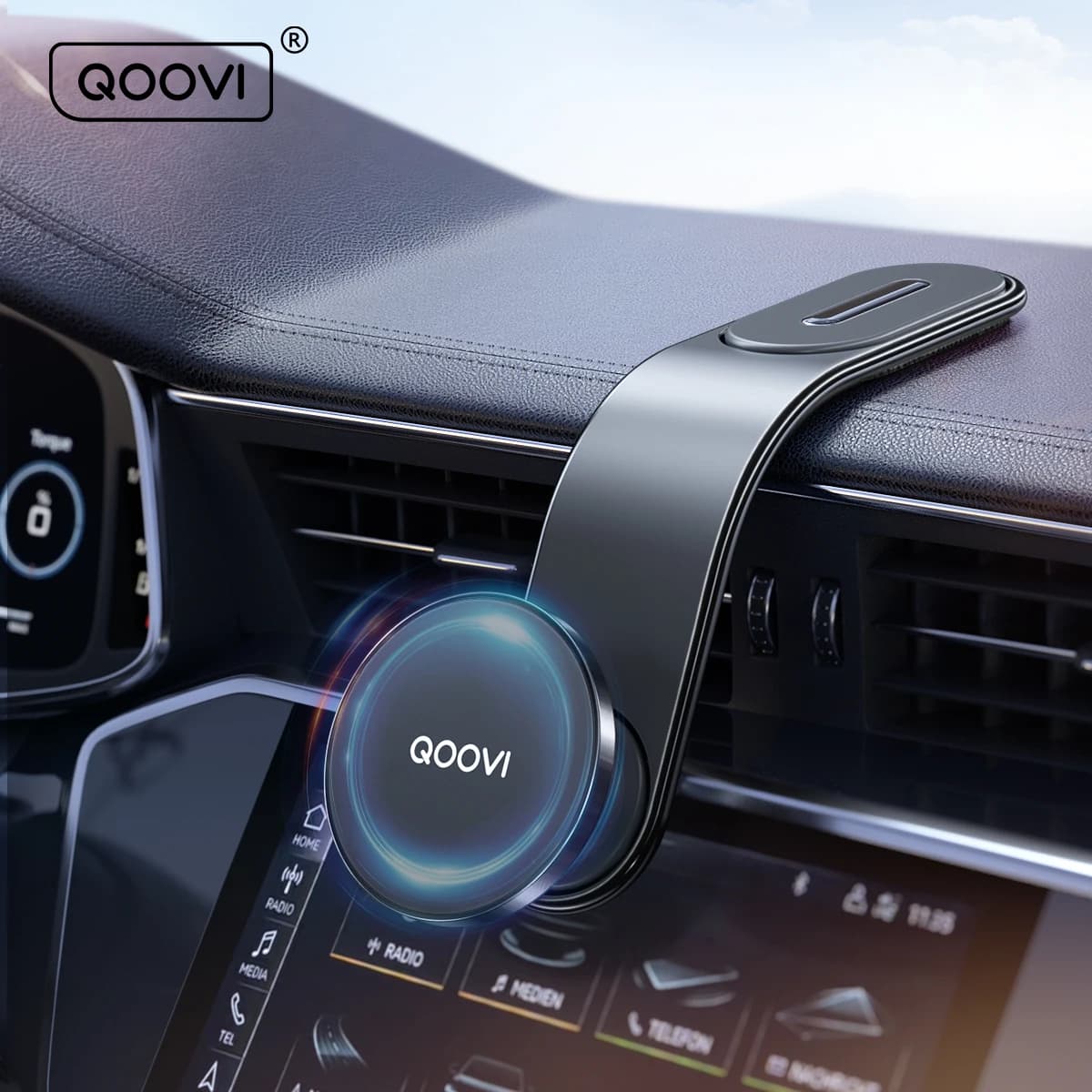 QOOVI Supporto magnetico per telefono per auto Cruscotto Supporto per cellulare Magnete per presa d'aria 360 ° Supporto GPS rotante per iPhone 16 15 Xiaomi Samsung