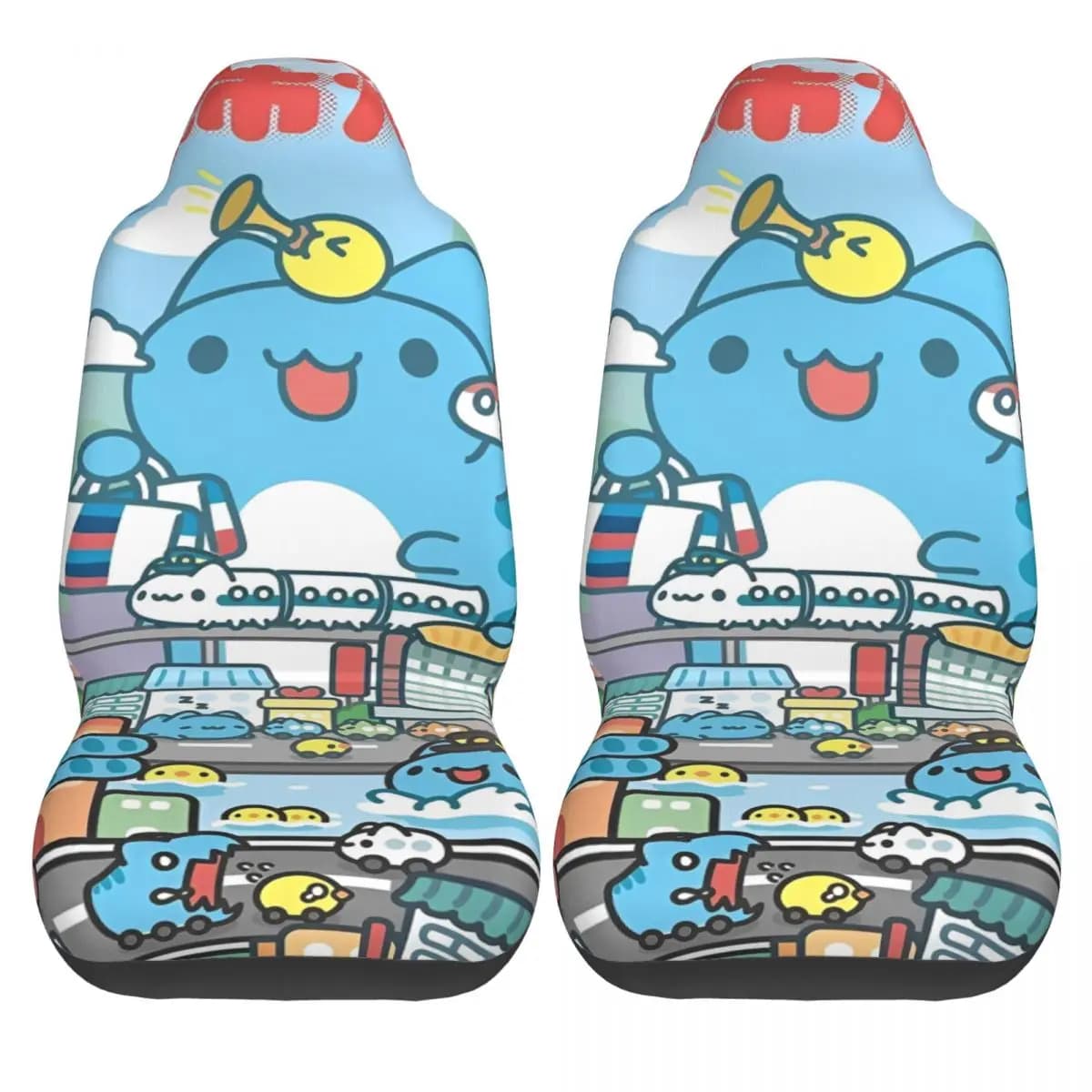 Bugcat Capoos Car Seat Covers in Elasticized Polyester, Vintage Style, Two Piece Set