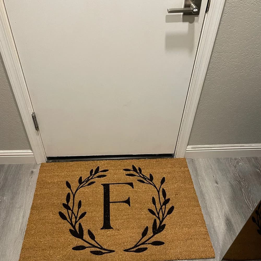 Tappeto d'ingresso personalizzato con monogramma iniziale, tappetino decorativo per porta d'ingresso, tappeto di benvenuto per veranda