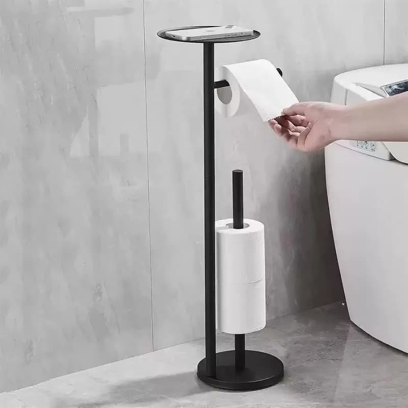 Porta carta igienica Portaoggetti superiore Porta carta igienica da pavimento al soffitto per bagno 4 rotoli stock Portabatteria