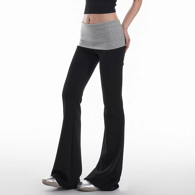 2025 Female Chic Designer High Waisted Yoga Pants Lady Patchwork Slimming Flared Trousers Women Straight Leg Casual Sweatpants