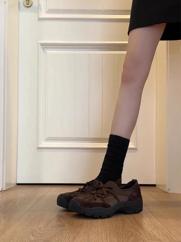 Sports Moccassini Ballet Knot by Women, New Vintage Autumn Models in Camoscio, Slip-On with thick sole, Casual Shoes Comfortable and Fashion