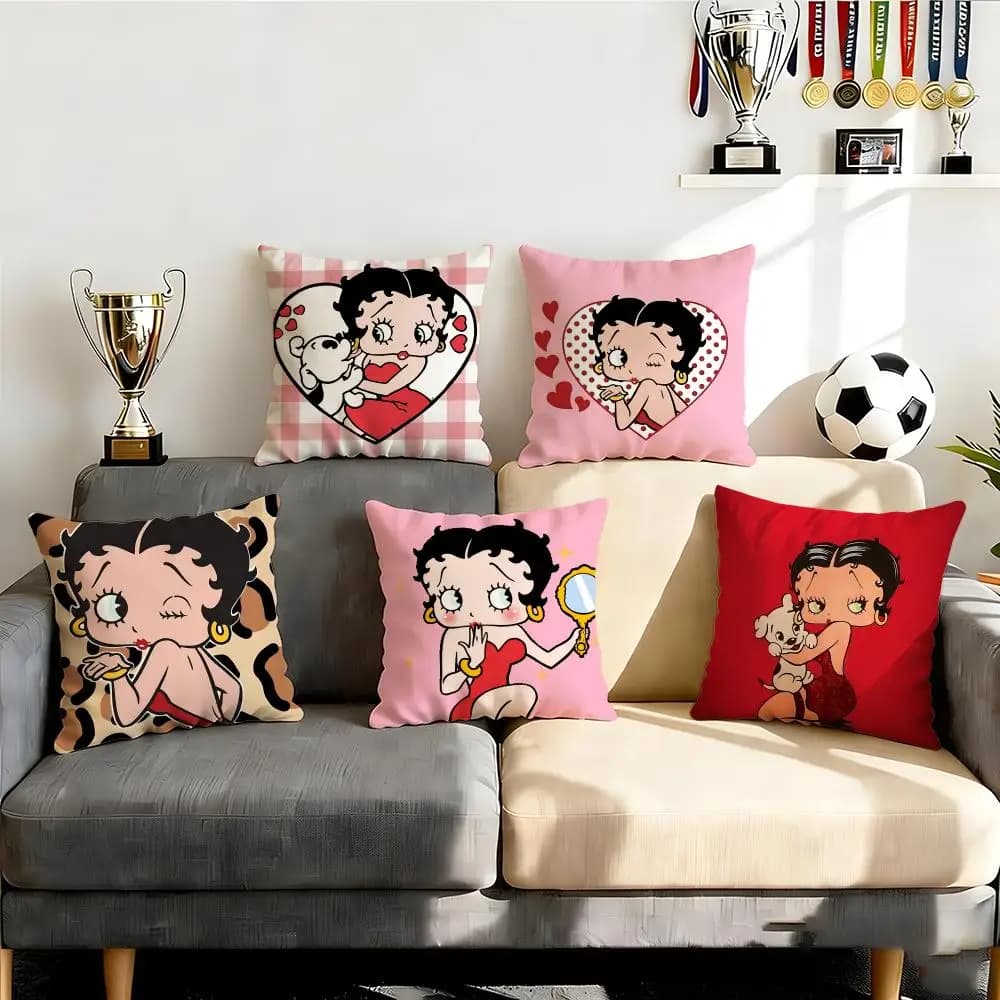 Betty Boop classic pillow cover set, 4 pieces, 50x50 45x45 40x40, decorative pillowcases for sofa, home decorations