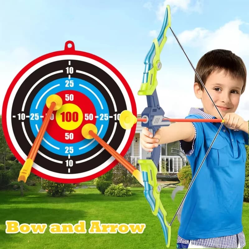 Set per tiro con l'arco per bambini Arco e frecce Ventosa illuminata Bersaglio Tiro all'aperto Gioco sportivo Arco luminoso Freccia Giocattolo Ragazzo Regali di Natale