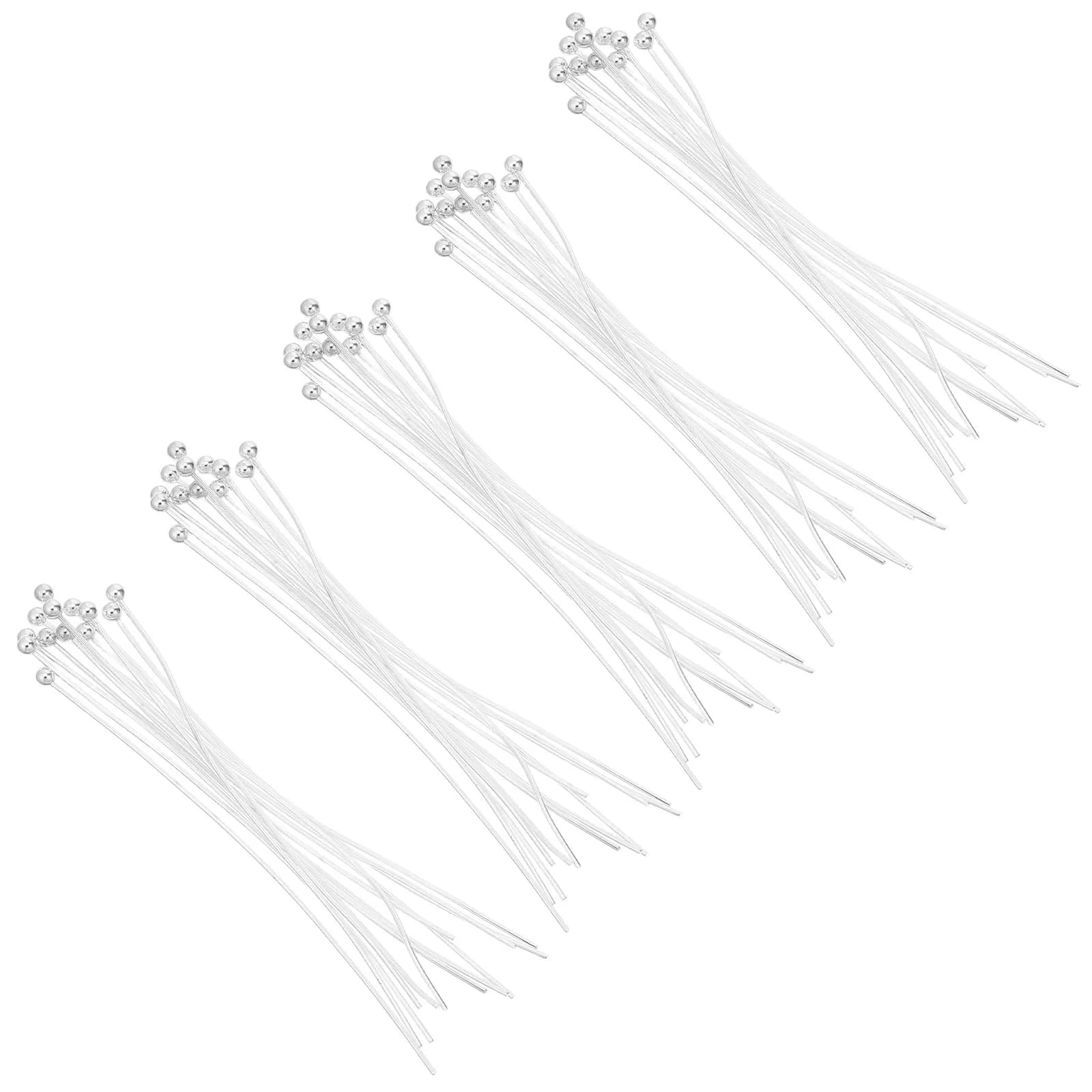 200Pcs Stainless Steel Ball Head Pins 50Mm Flexible Metal Stick Pins Jewelry Making Earring Bracelet Necklace Corsage Beads
