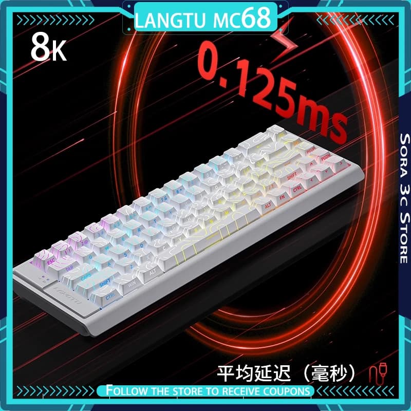 Langtu MC68 Tastiera con interruttore ultra magnetico Latenza ultra bassa 0.01RT 8k Tasso di ritorno Tastiera da gioco personalizzata Accessori per laptop