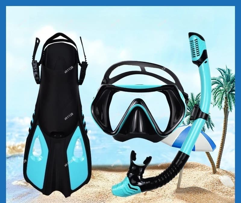 Kit per Snorkeling da Esterno con Pinne Regolabili e Tubo di Respirazione 3-in-1 per Immersioni
