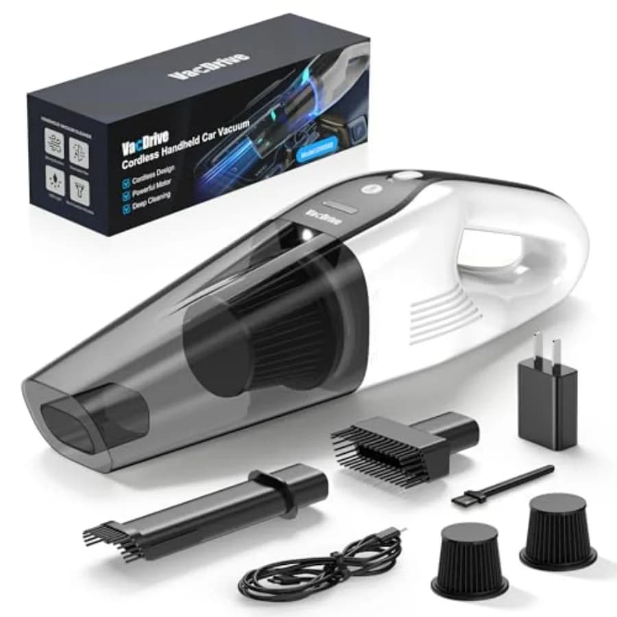 Aspirapolvere Portatile Senza Fili con Aspirazione Ultra Potente per Auto, Casa e Animali Domestici - Bianco e Nero, Alta Potenza, Ricaricabile
