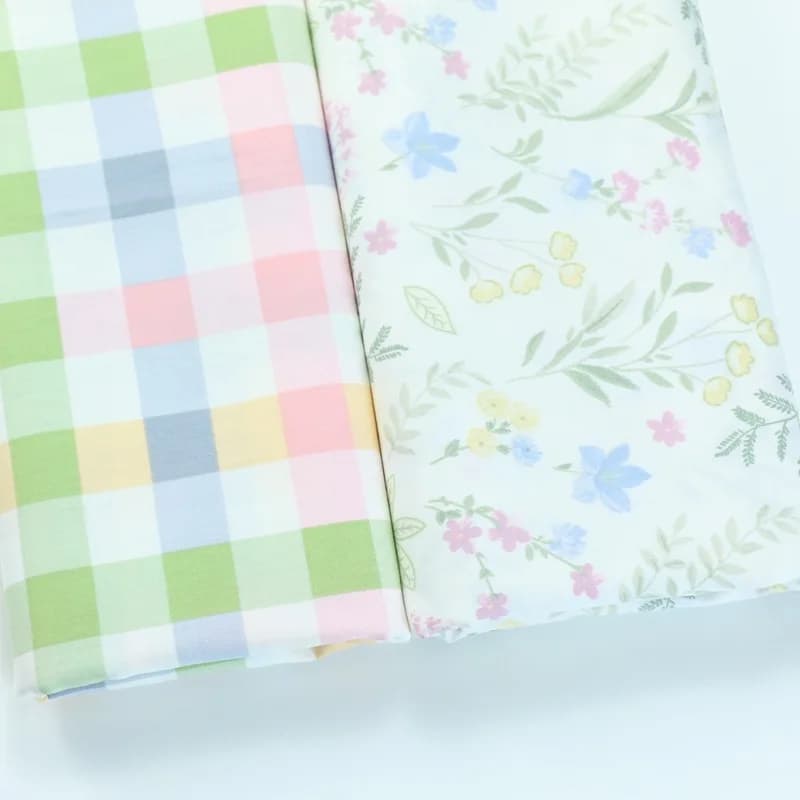 Cotton fabric 160x50cm with Floral Print Colored Squares for Home Textiles, Cover, Sheets, Faithful, Sewing