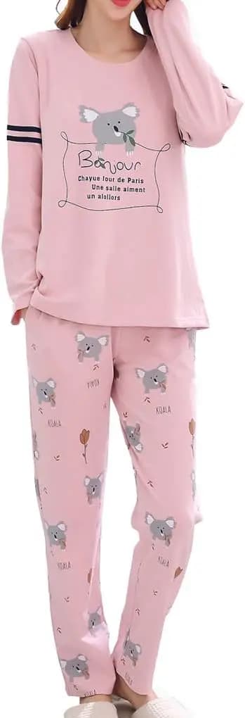 Set Pigiama Coniglietto per Ragazze, in Cotone a Maniche Lunghe, Abbigliamento da Notte
