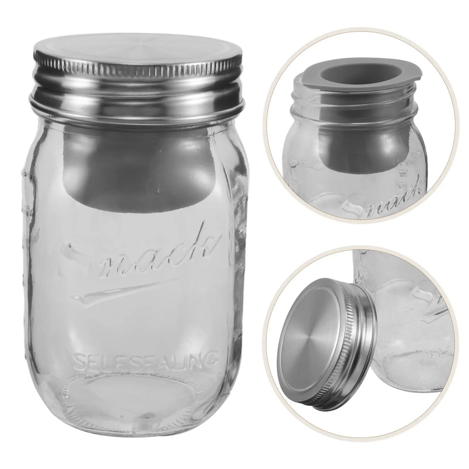Glass Salad Jar Airtight Leak Proof 16Oz Round Meal Prep Containers for Lunch Storage Glass Jars with Lids Salad Prep Dry