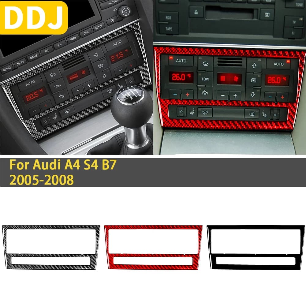 For Audi A4 S4 B7 2005 2006 2007 2008 carbon fiber accessories interior auto air conditioning cover panel Trim Sticker decoration