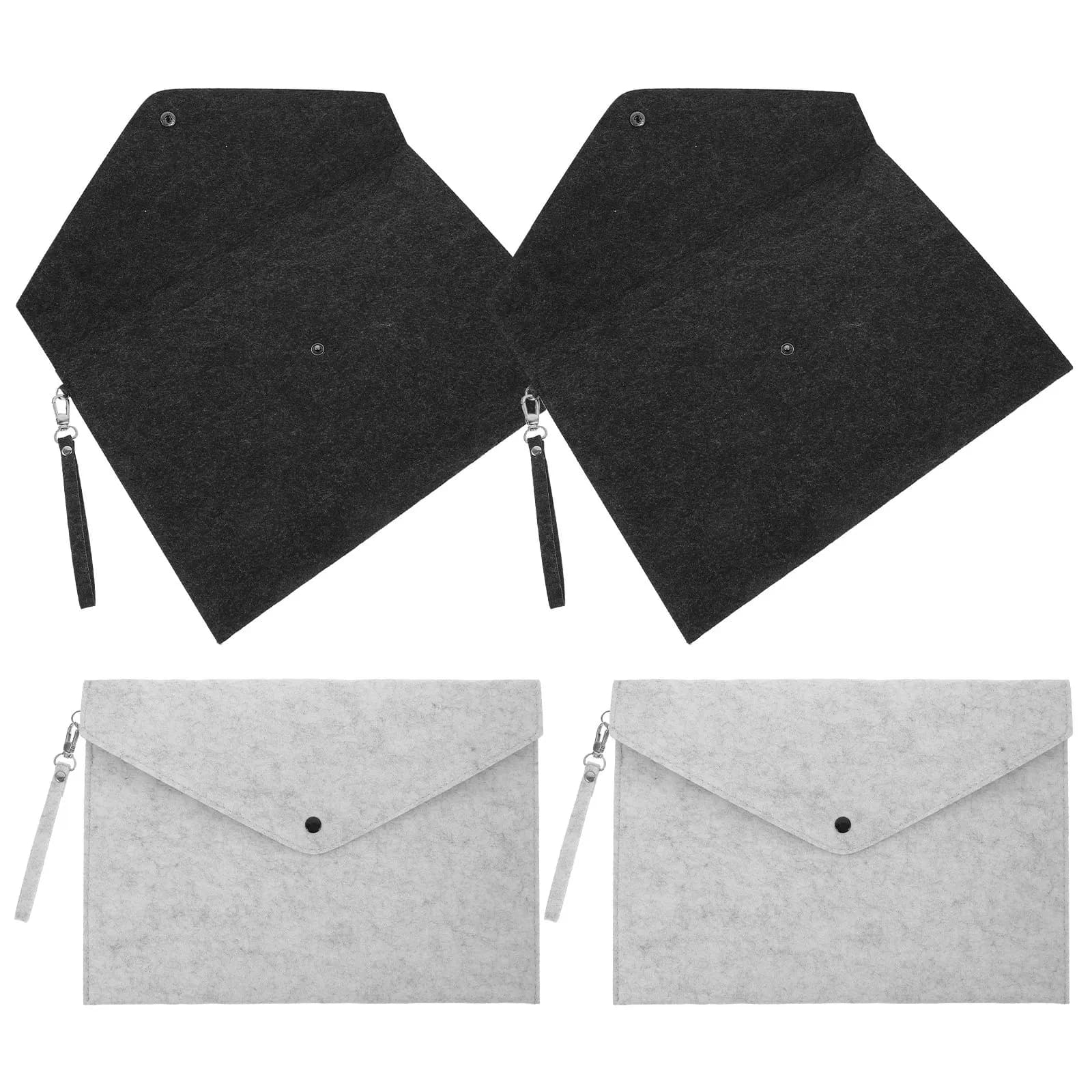 Set di 4 Portadocumenti Moderni in Feltro A4, Materiale Sostenibile, Chiusura a Scatto, Resistente alle Pieghe, Portatile, Ampia Apertura per Ricevute