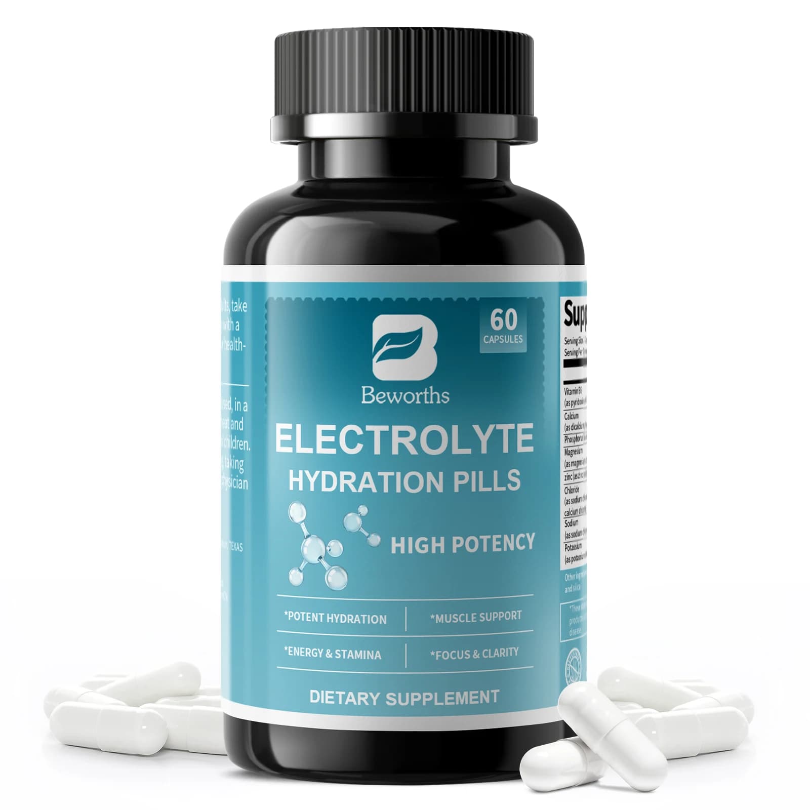Beworths electrolyte capsules with vitamin B6 and electrolyte salt pills for sports nutrition of resistance and racing supplements
