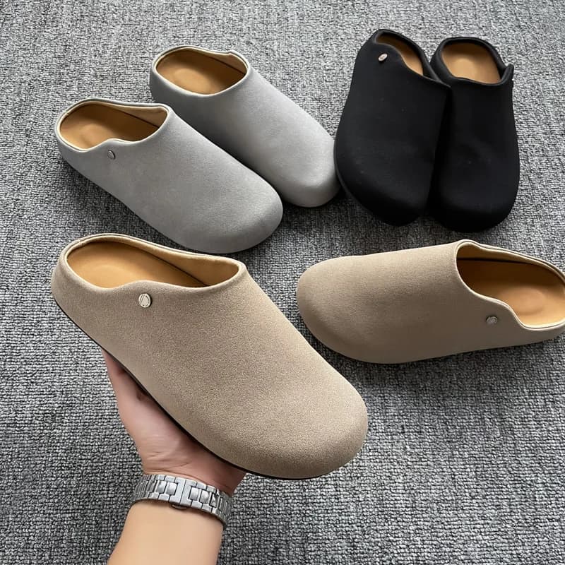 Ciabatte da uomo tipo mule, ideali per l'ufficio, con fondo morbido, traspiranti, a tacco piatto, casual, slip-on, sandali estivi.