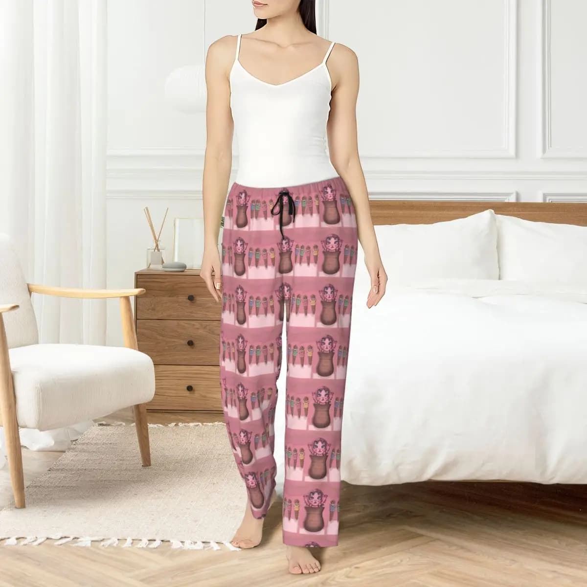 Pantaloni pigiama personalizzati Martinez Melanie Pantaloni da notte elasticizzati per il sonno da donna con tasche